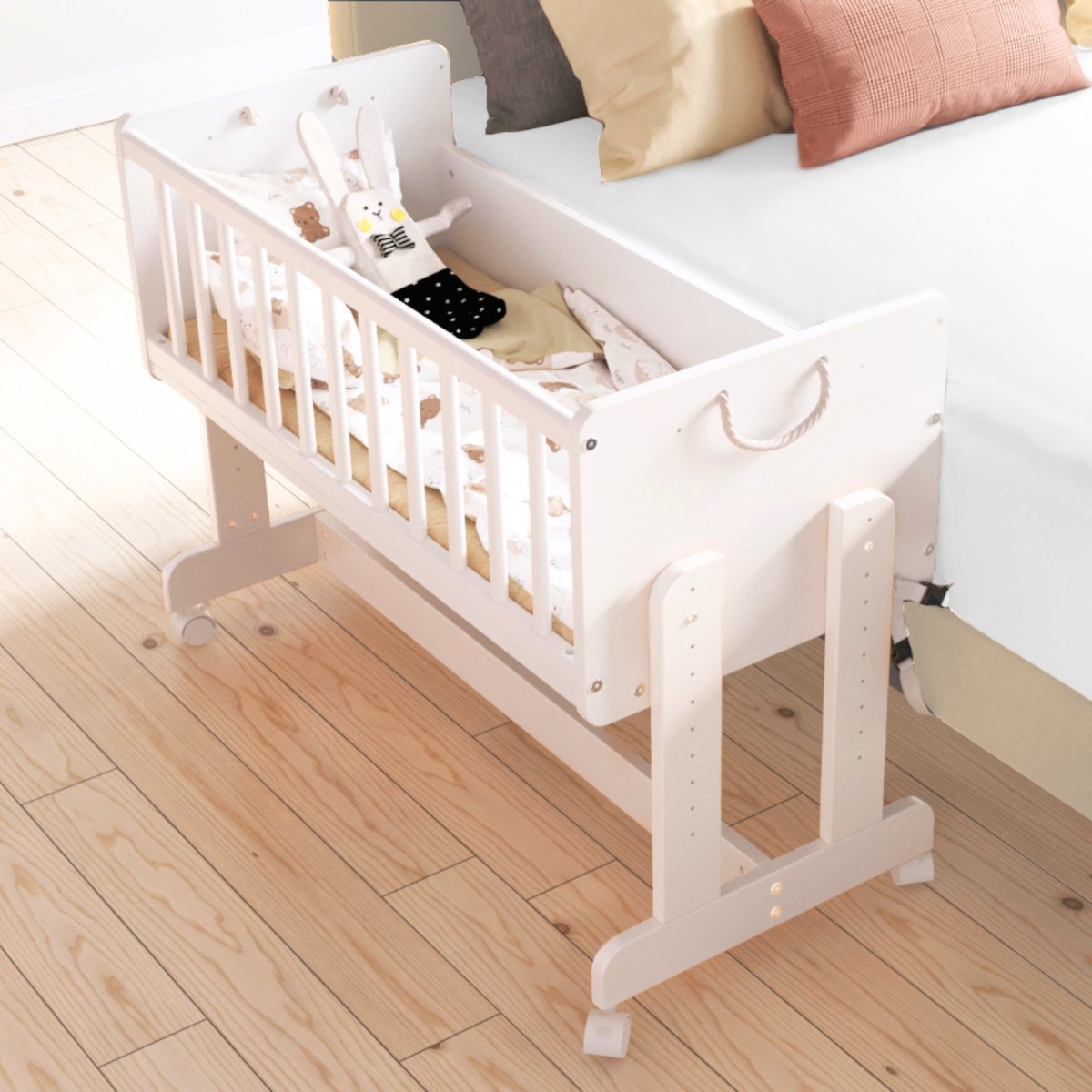 Berceau Lit Cododo 5 en 1 - ORNELLA - Matelas inclus - Blanc blanc, PREMIERS MOMENTS