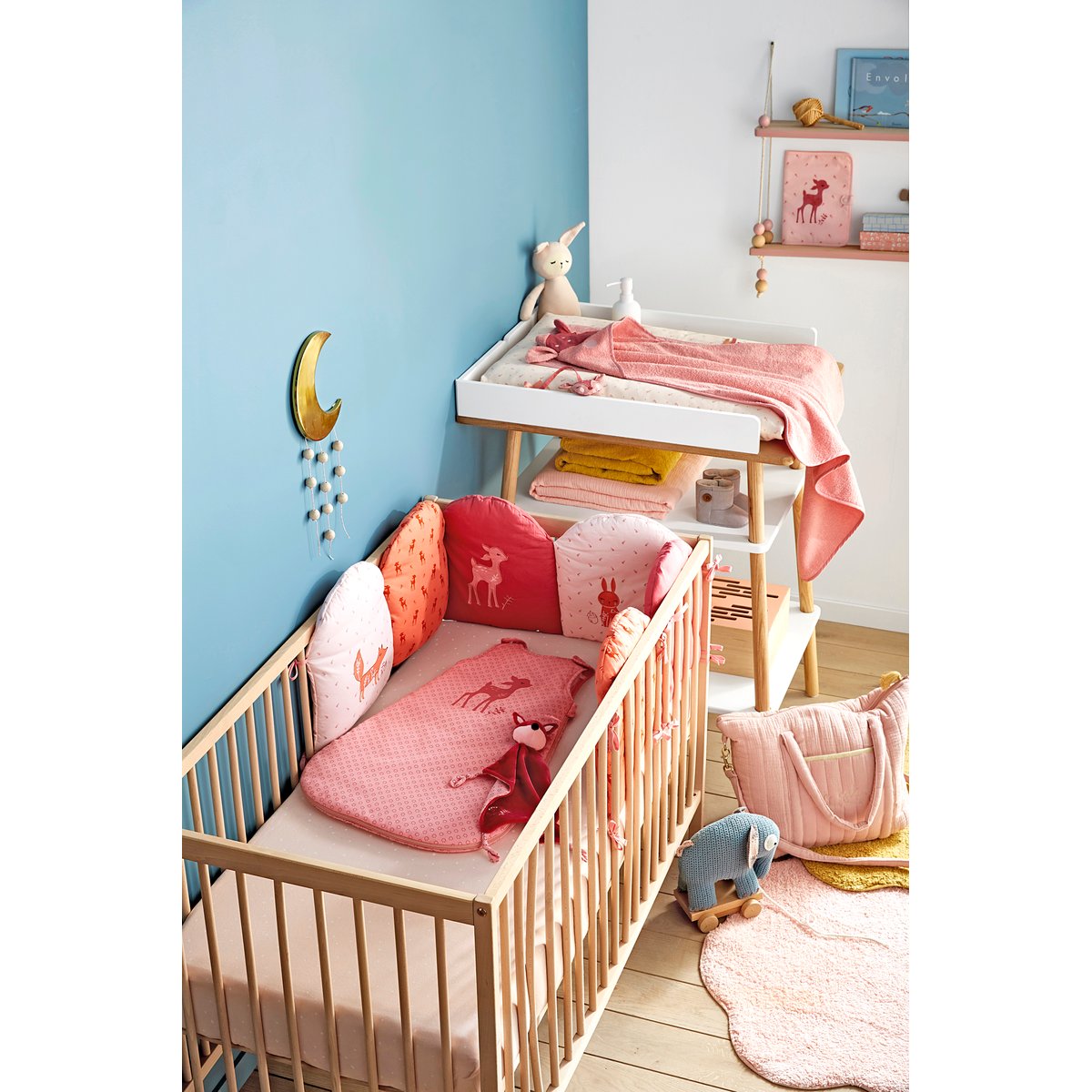 Cape de bain + gant Biche blush, VERTBAUDET