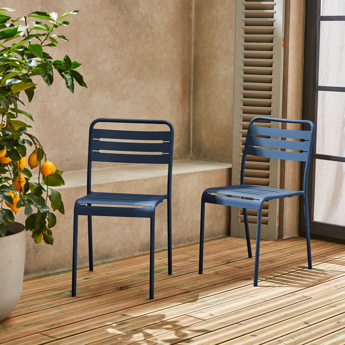 Chaise de jardin acier (lot de 2) AMELIA anthracite, SWEEEK