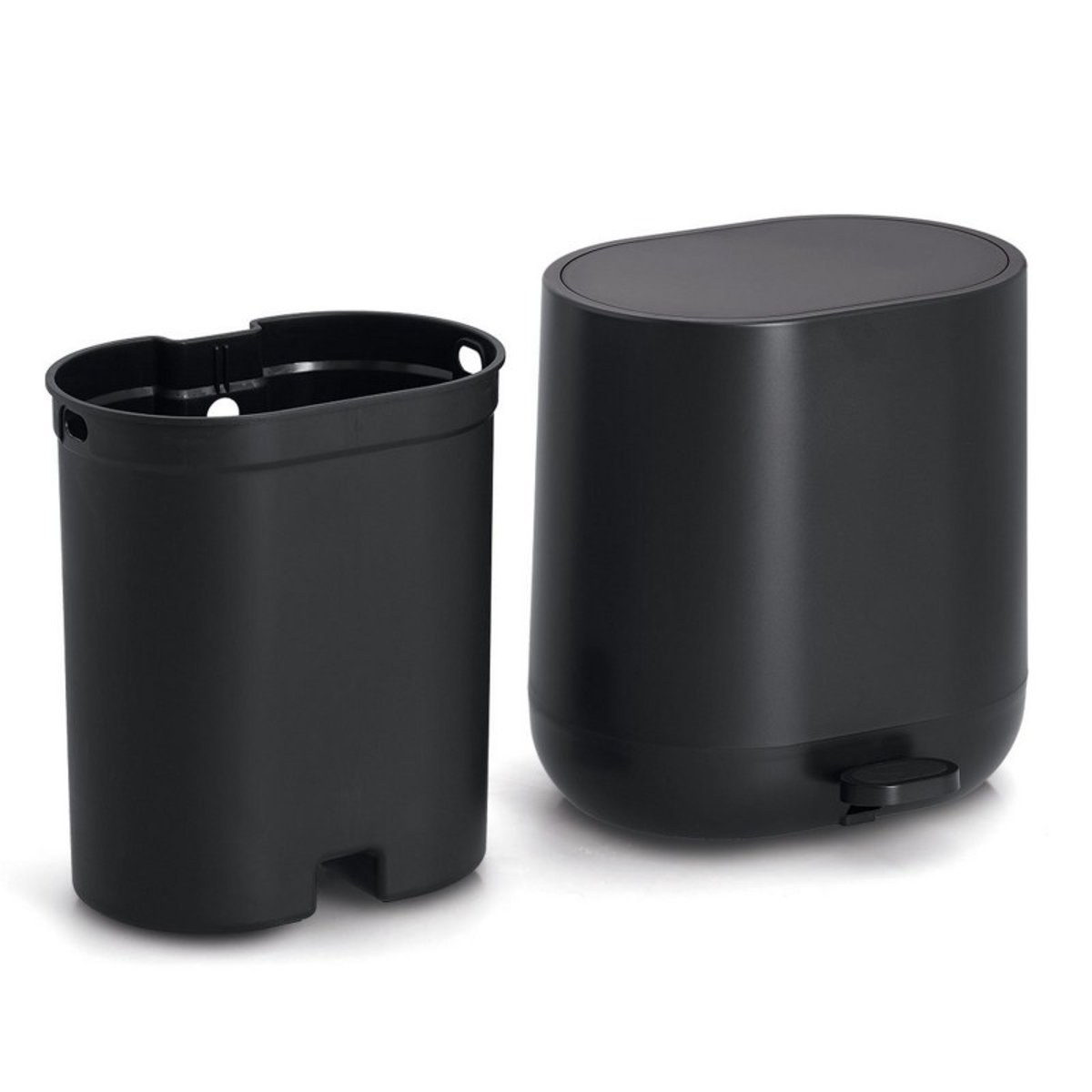 Poubelle de salle de bains à pédale design 6 litres noir, ZELLER PRESENT