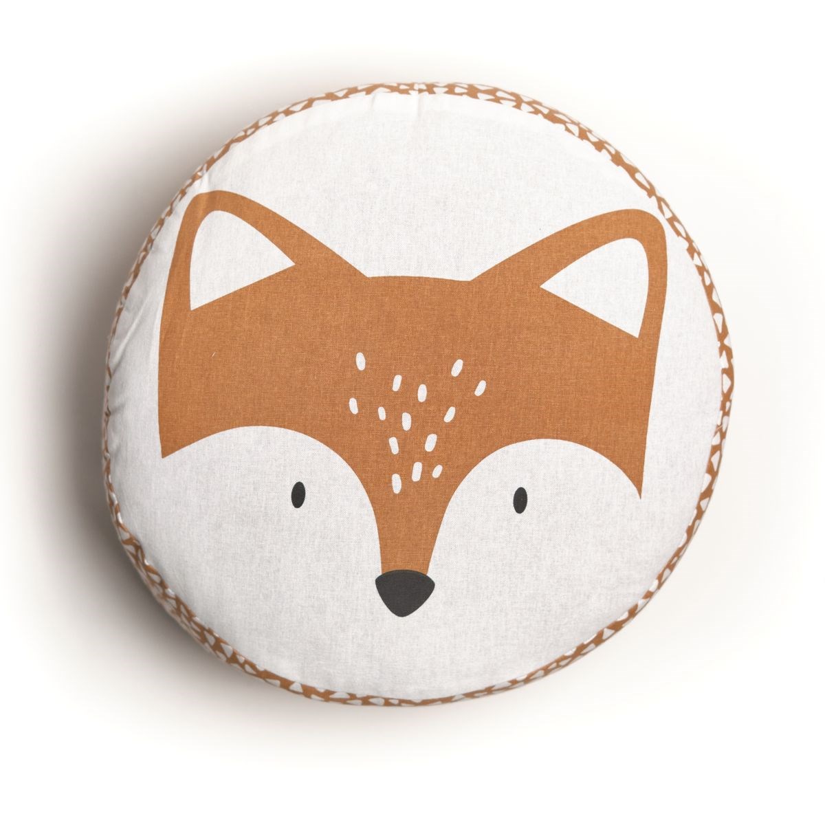 Pouf impirmé animalier coton FUNNY RENARD orange, TODAY