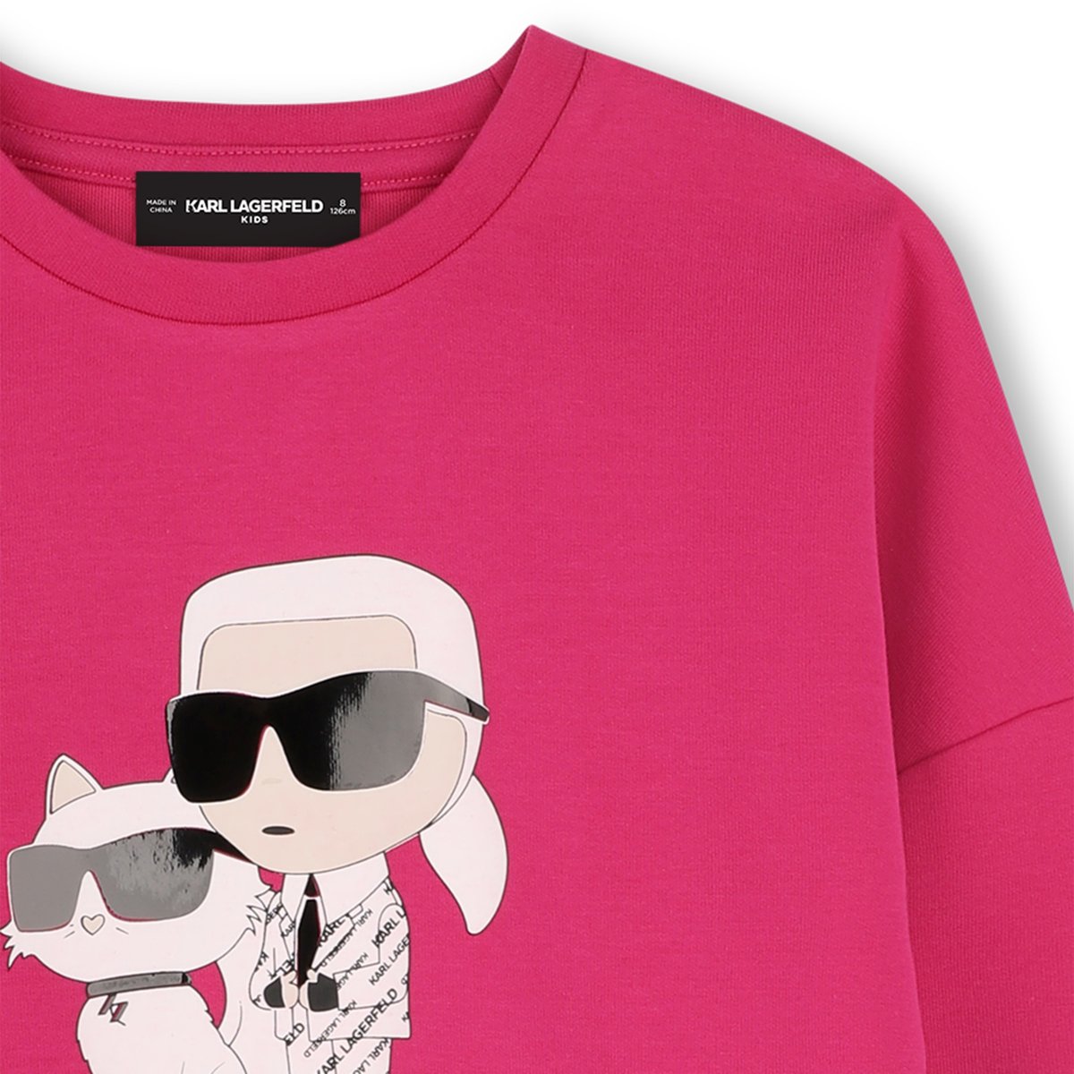 Sweat-shirt avec imprimé rose tagada, KARL LAGERFELD KIDS