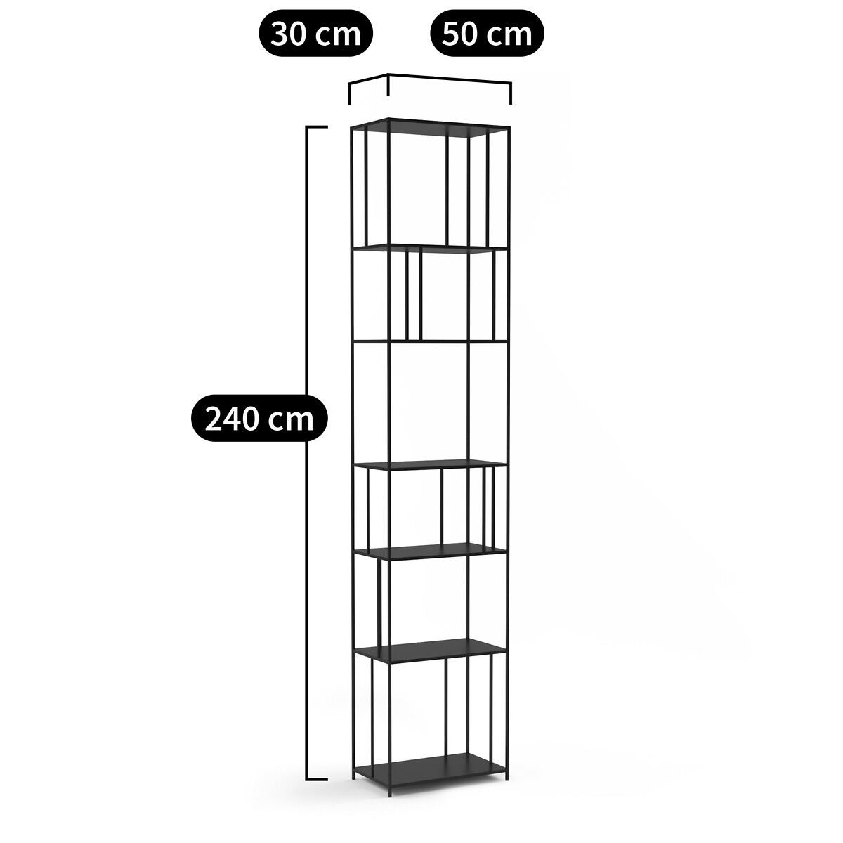 Bibliothèque métal acier H240 cm, Parallel XL noir, AM.PM
