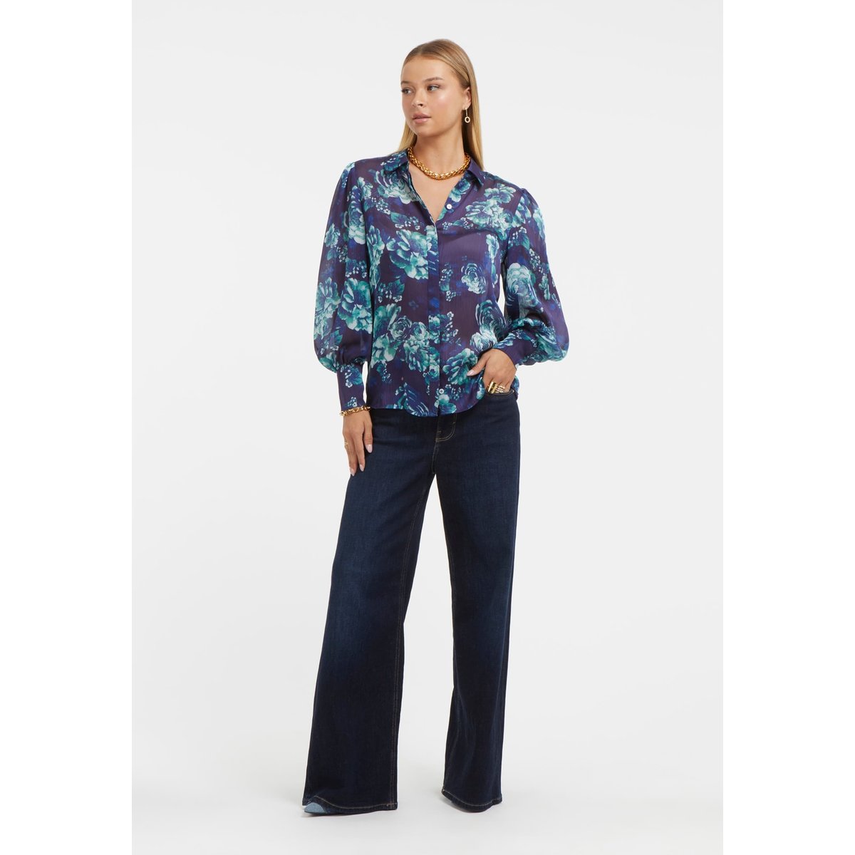 Blouse Imprimé Floral bleu floral, GUESS