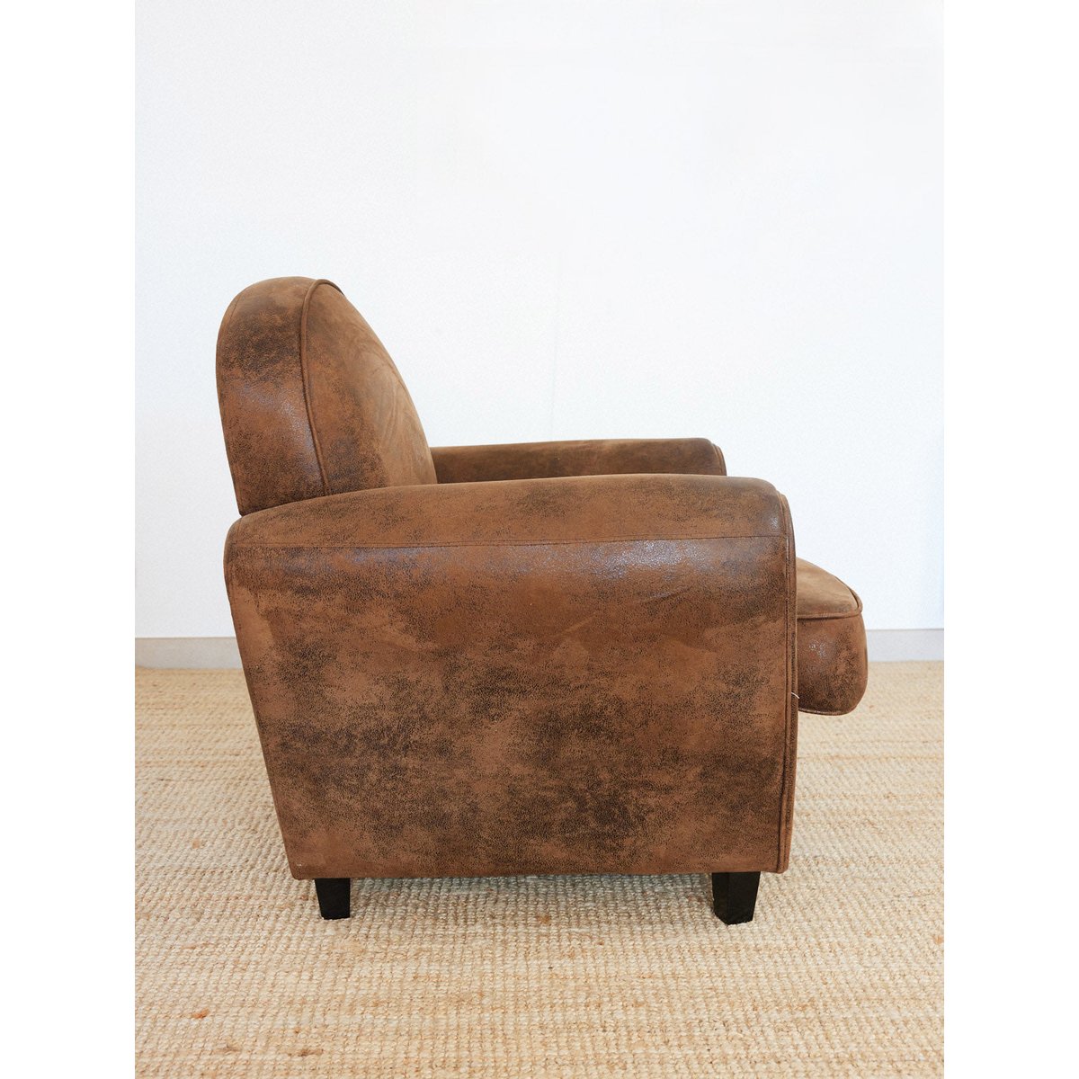 Fauteuil club en simili cuir Ernest N°1648 - Bon état marron, DEBONGOUT