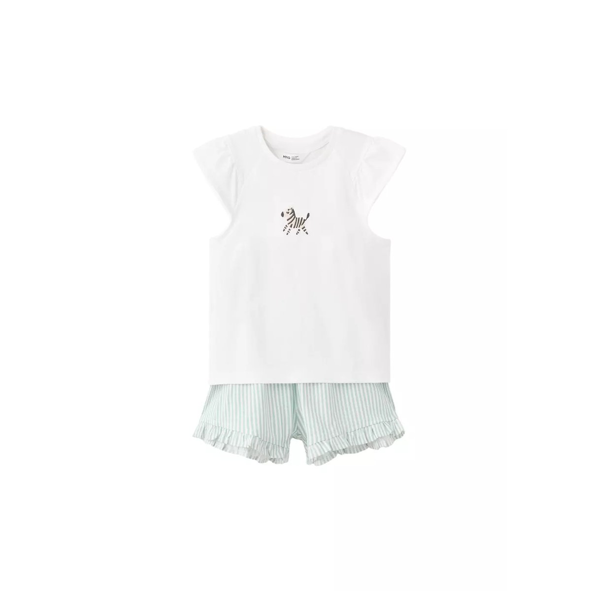 Pyjama court brodé zèbre blanc cassé, MANGO BABY