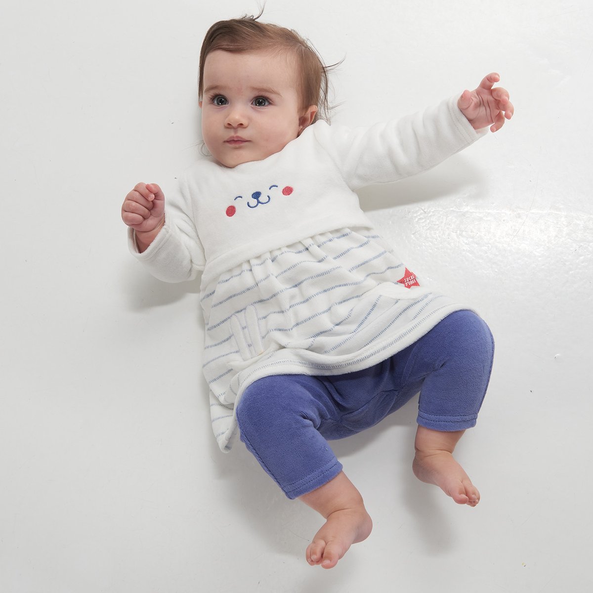 Combirobe naissance falbala bleu, SUCRE D'ORGE