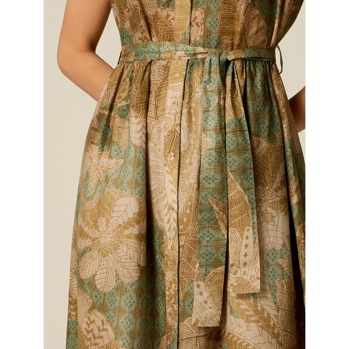 Robe chemisier fantaisie vert, OLTRE