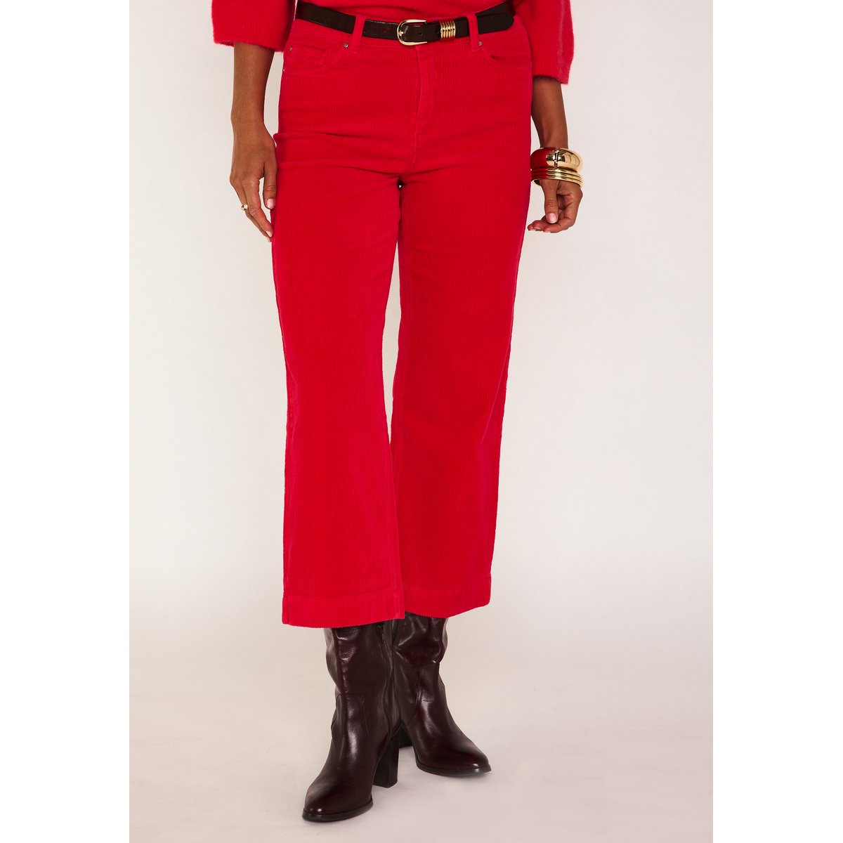Pantalon en velours côtelé TRISTAN rouge, Maison 123