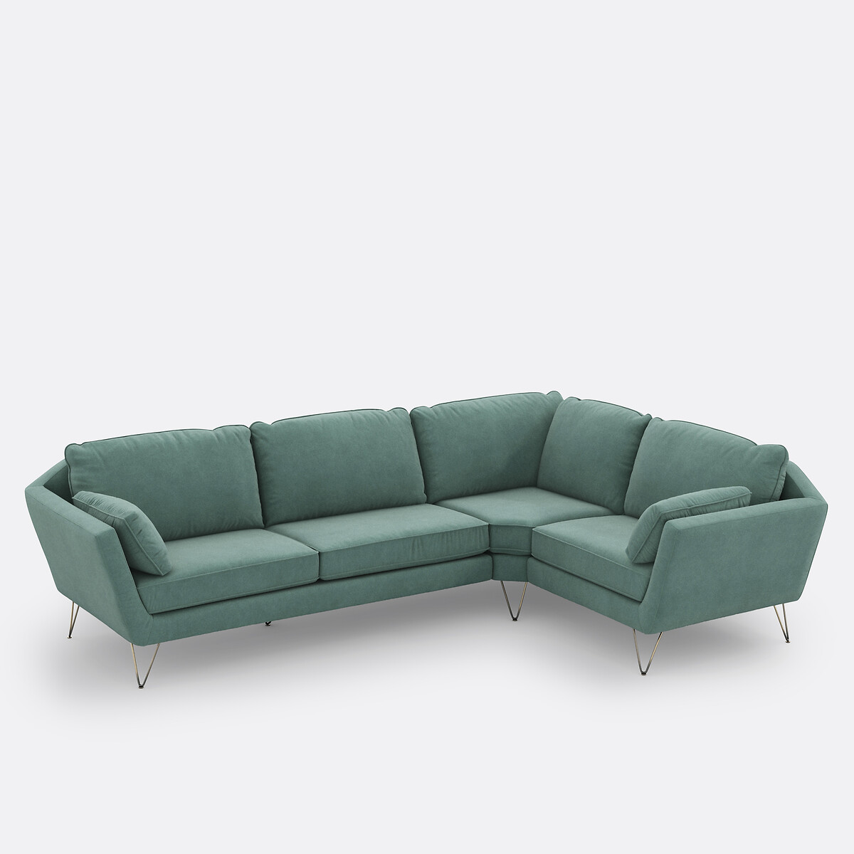 XL-Ecksofa Topim, Samt türkis, LA REDOUTE INTERIEURS