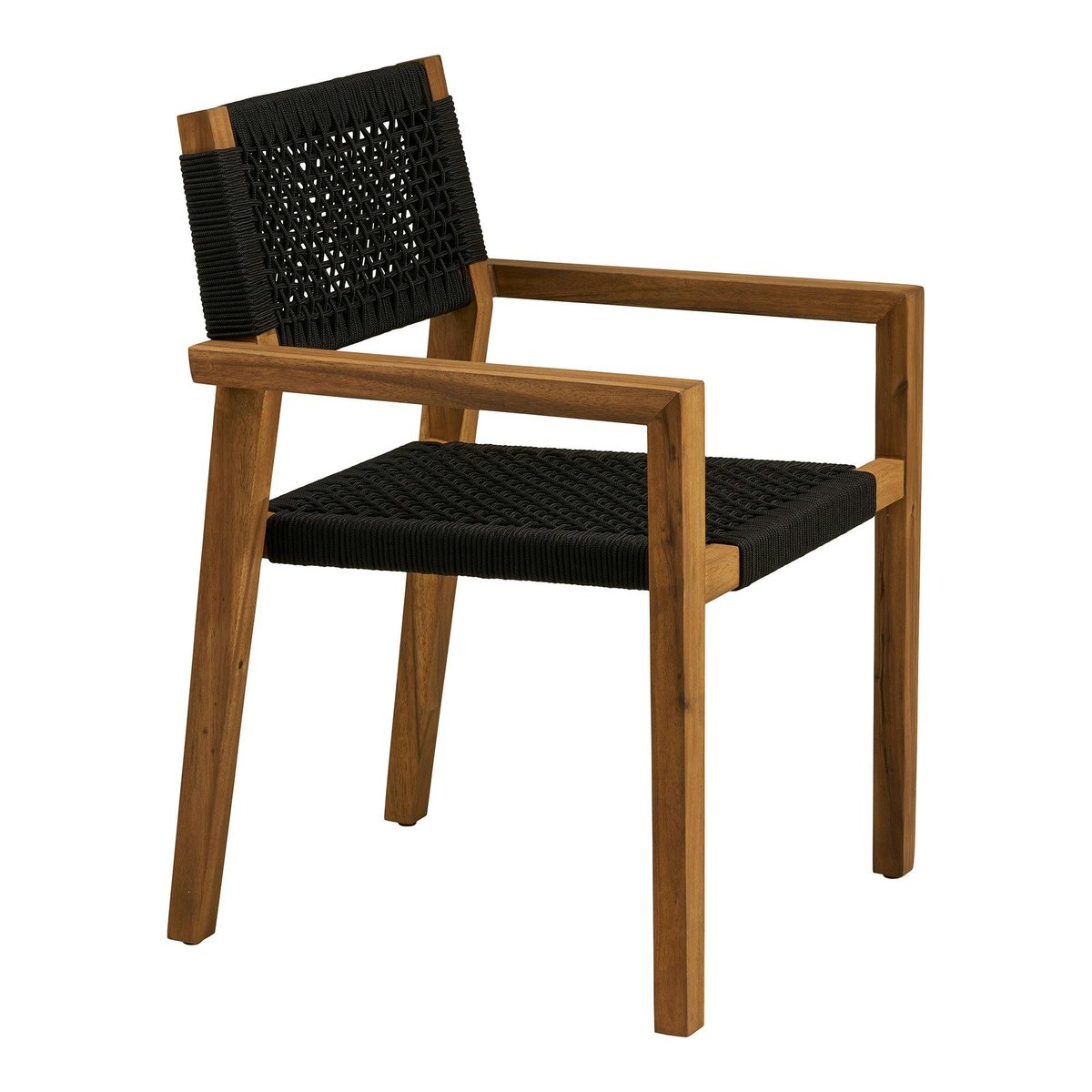 Chaise bois et cordage noir intérieur / extérieur (lot de 2) HOOGE noir, PIER IMPORT