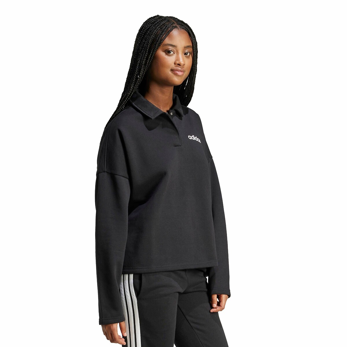 Sweat col polo Essentials Linear noir, ADIDAS SPORTSWEAR