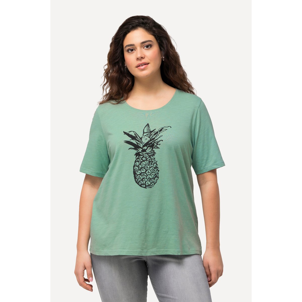T-shirt à perles et motif ananas vert clair, ULLA POPKEN