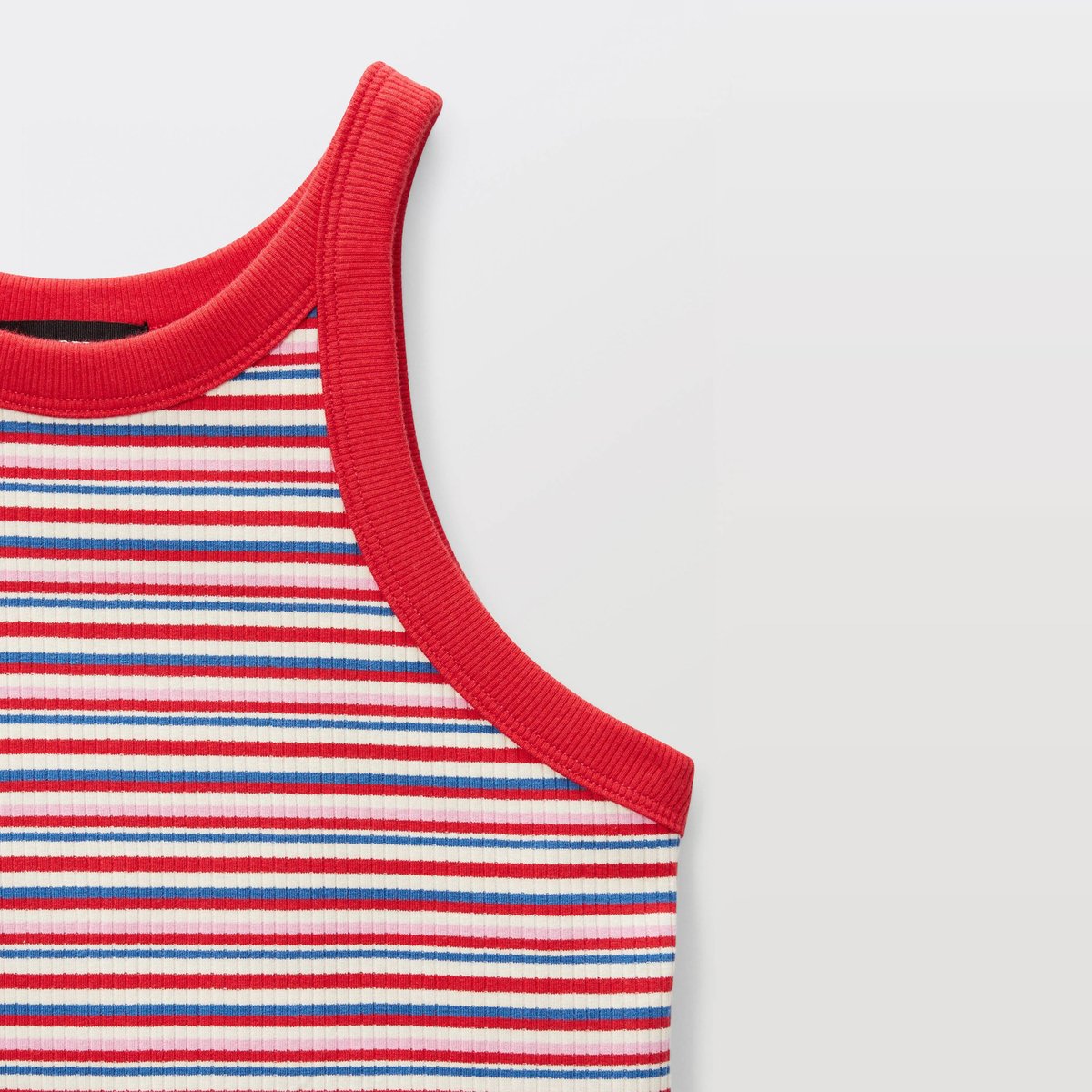 Débardeur rayé en coton rouge, MONOPRIX