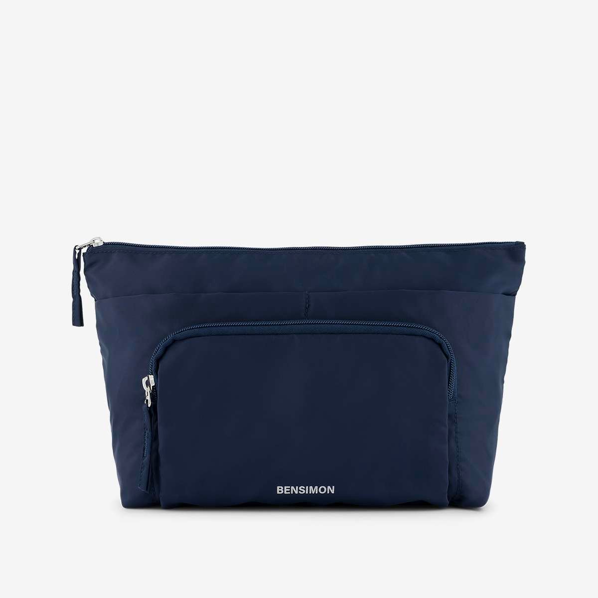 Trousse souple zippée avec poche extérieure en nylon recyclé BEAUTY POCKET marine, BENSIMON