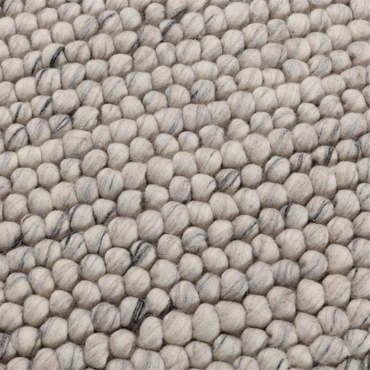 Tapis rond en laine tricotée à la main gris, RECOLLECTION