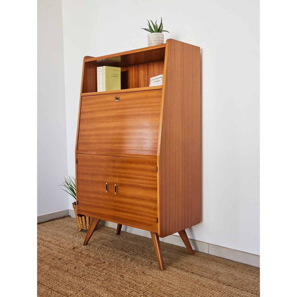 Secrétaire Mid-century en bois Honoré N°185 - Bon état bois clair, DEBONGOUT