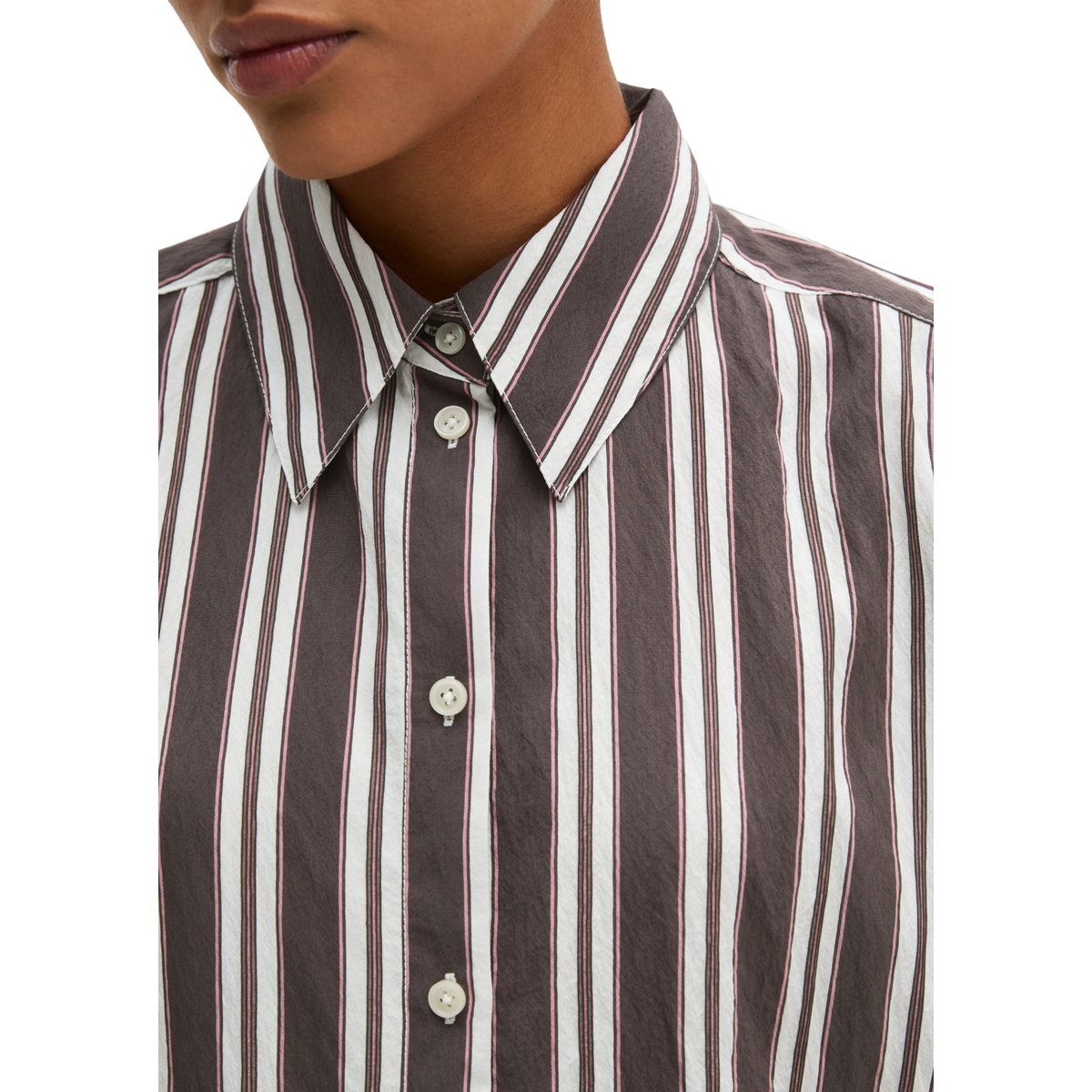 Chemise à rayures, coupe classique en mélange de modal marron foncé, MARC O'POLO