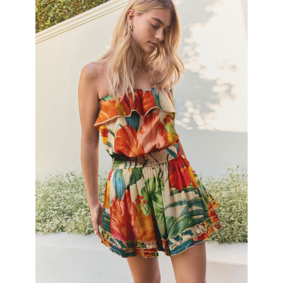 Combi-short bandeau effet jupe-short rouge tropical, NEXT
