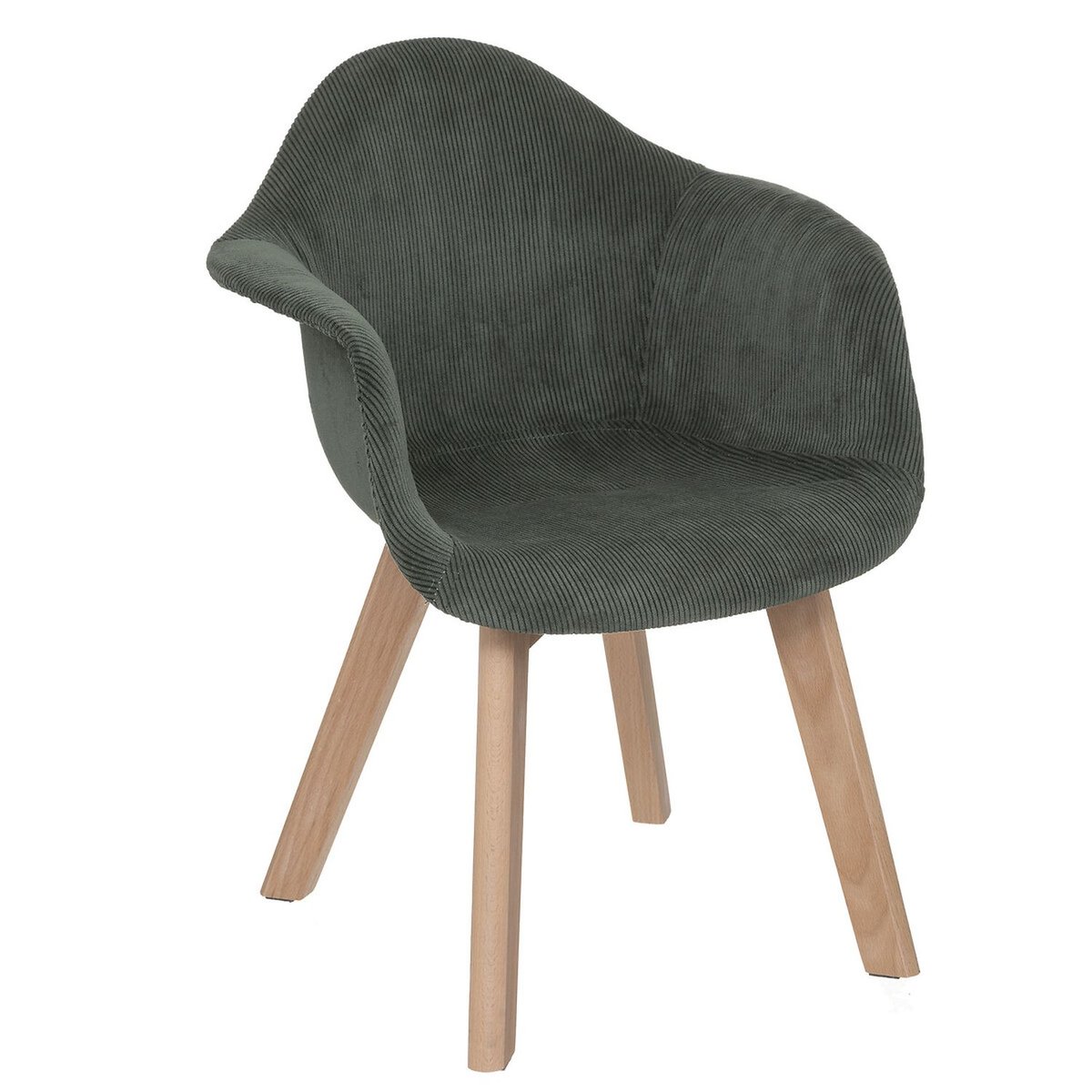 Lot de 4 chaises enfant en velours côtelé LENA vert, TOILINUX