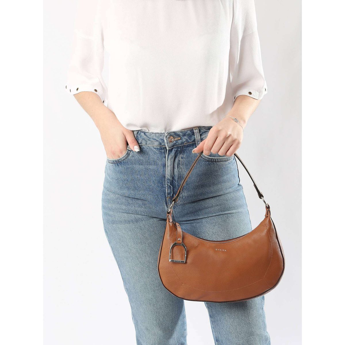 Sac porté épaule M Altesse cuir camel, ETRIER