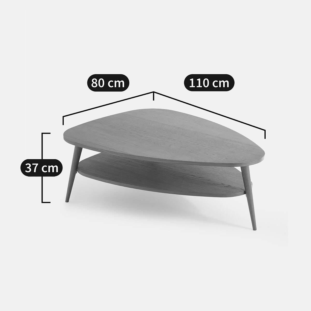 XL Vintage Couchtisch, furniert und Eiche, doppelte Tischplatte, Länge 110 cm, QUILDA eichefarben, LA REDOUTE INTERIEURS