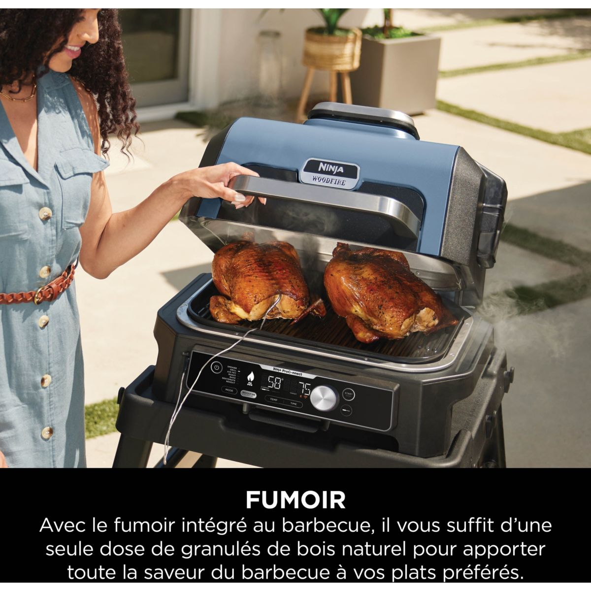 Barbecue électrique OG901EU Woodfire pro connect à poser, 44.5x26.5 cm couleur unique, NINJA