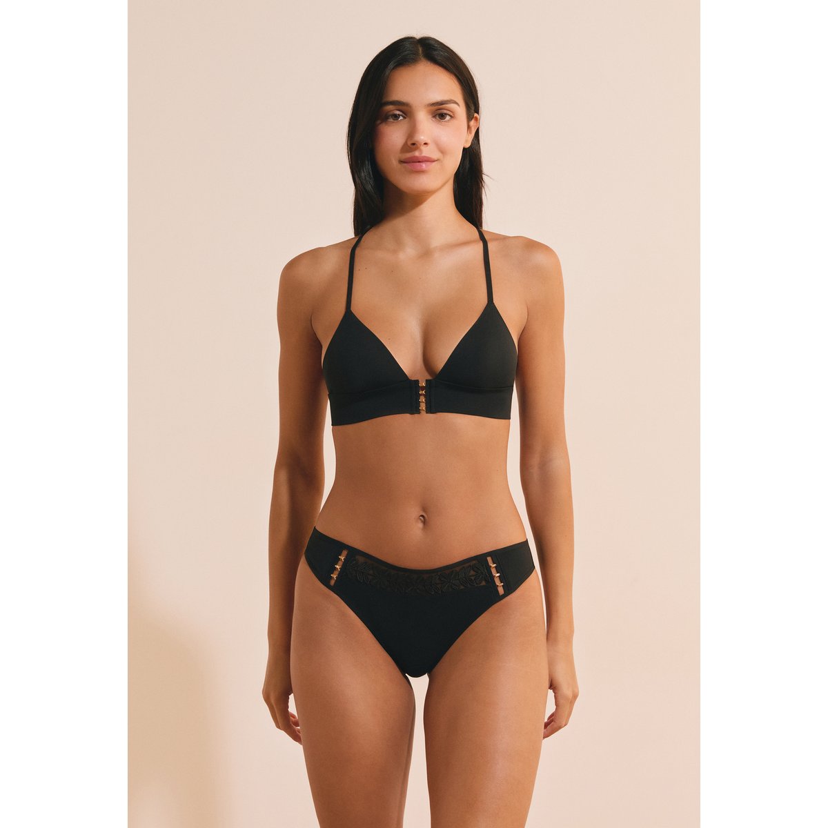 Tanga en microfibre HALO noir, ETAM