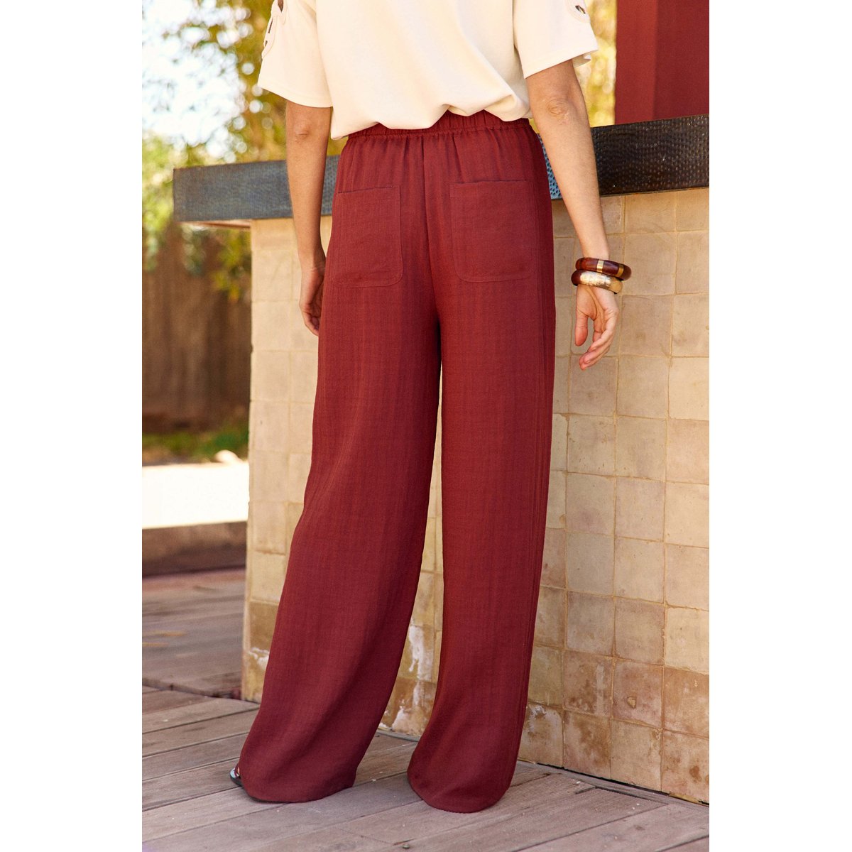 Pantalon large uni PILOR 55-bordeaux, LA PETITE ETOILE