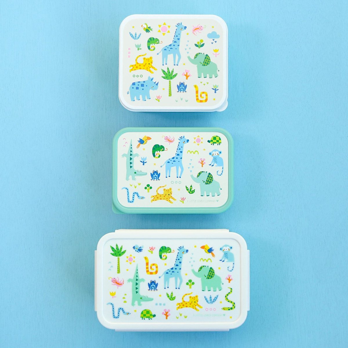 Lunch box blanc, vert, bleu, A LITTLE LOVELY COMPANY