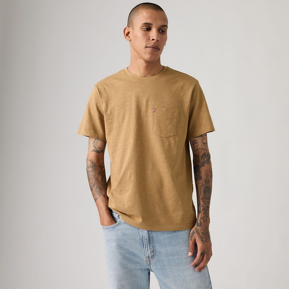 T-shirt met korte mouwen en zak taupe , LEVI'S