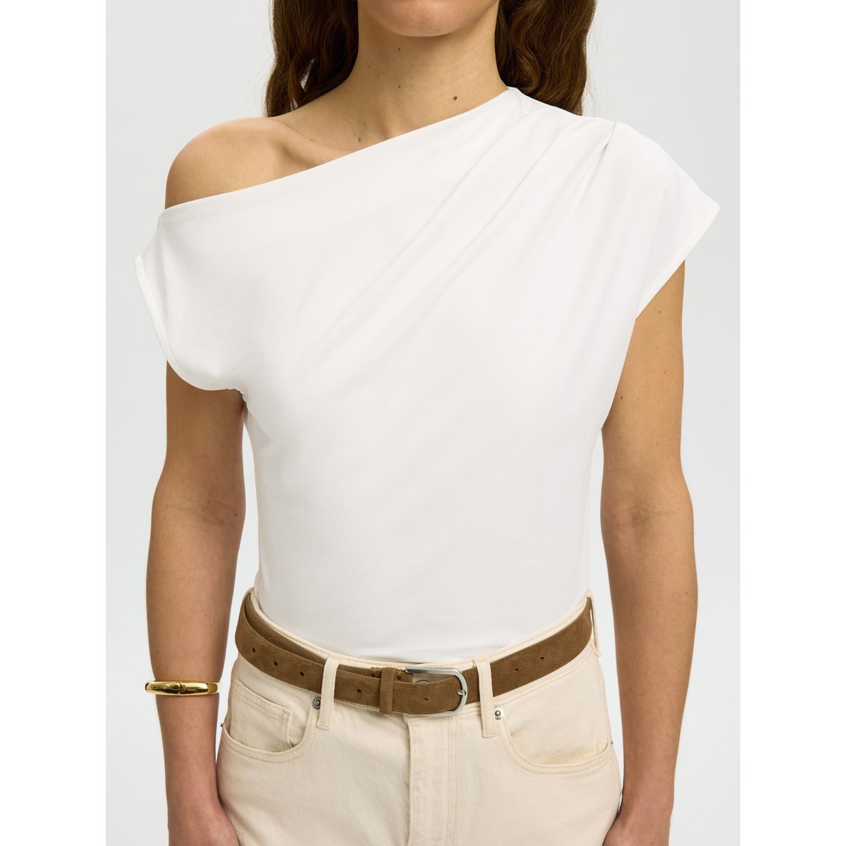 Top À Manches Courtes bright white, SELECTED
