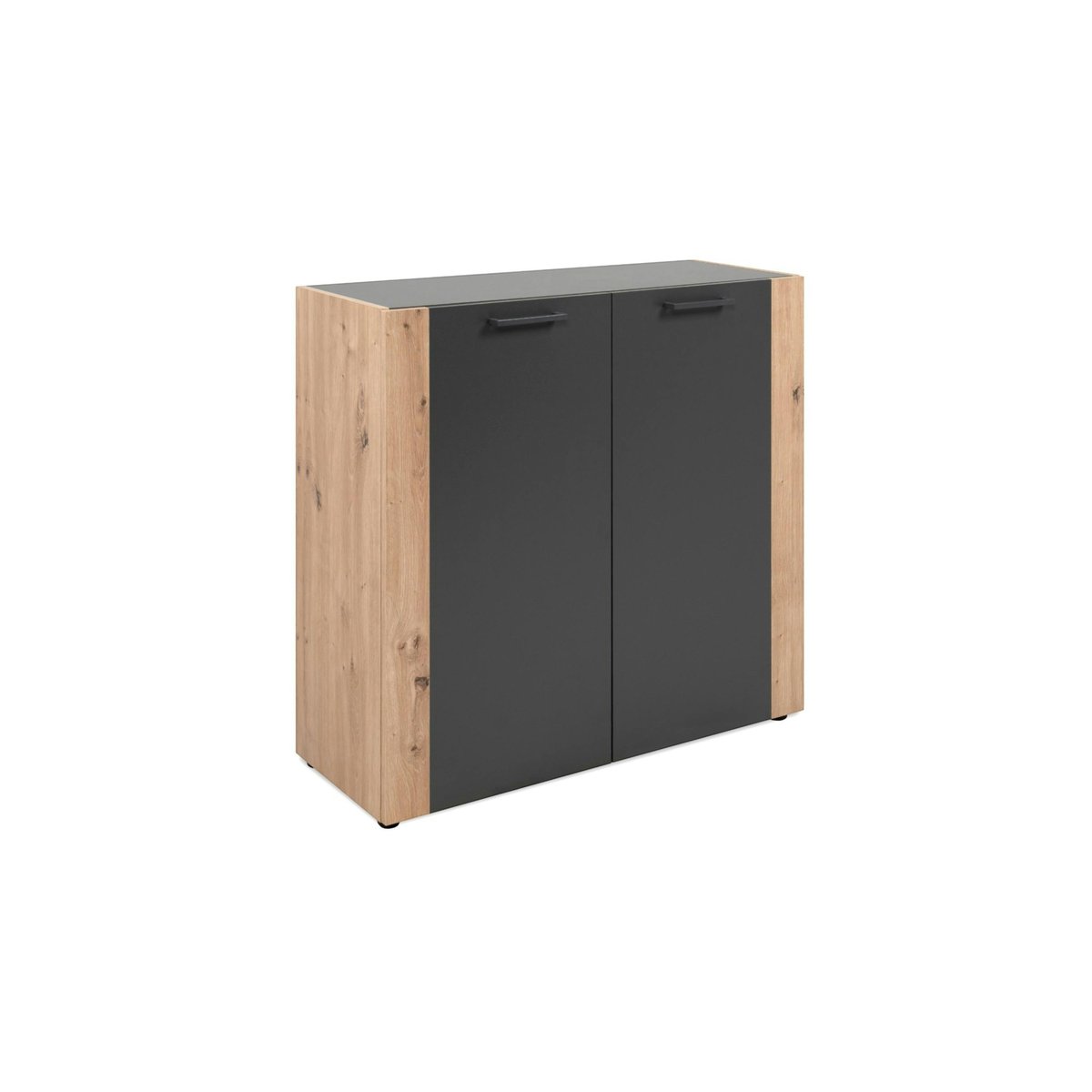 Petit buffet 2 portes gris foncé ALVA bois naturel, PIER IMPORT