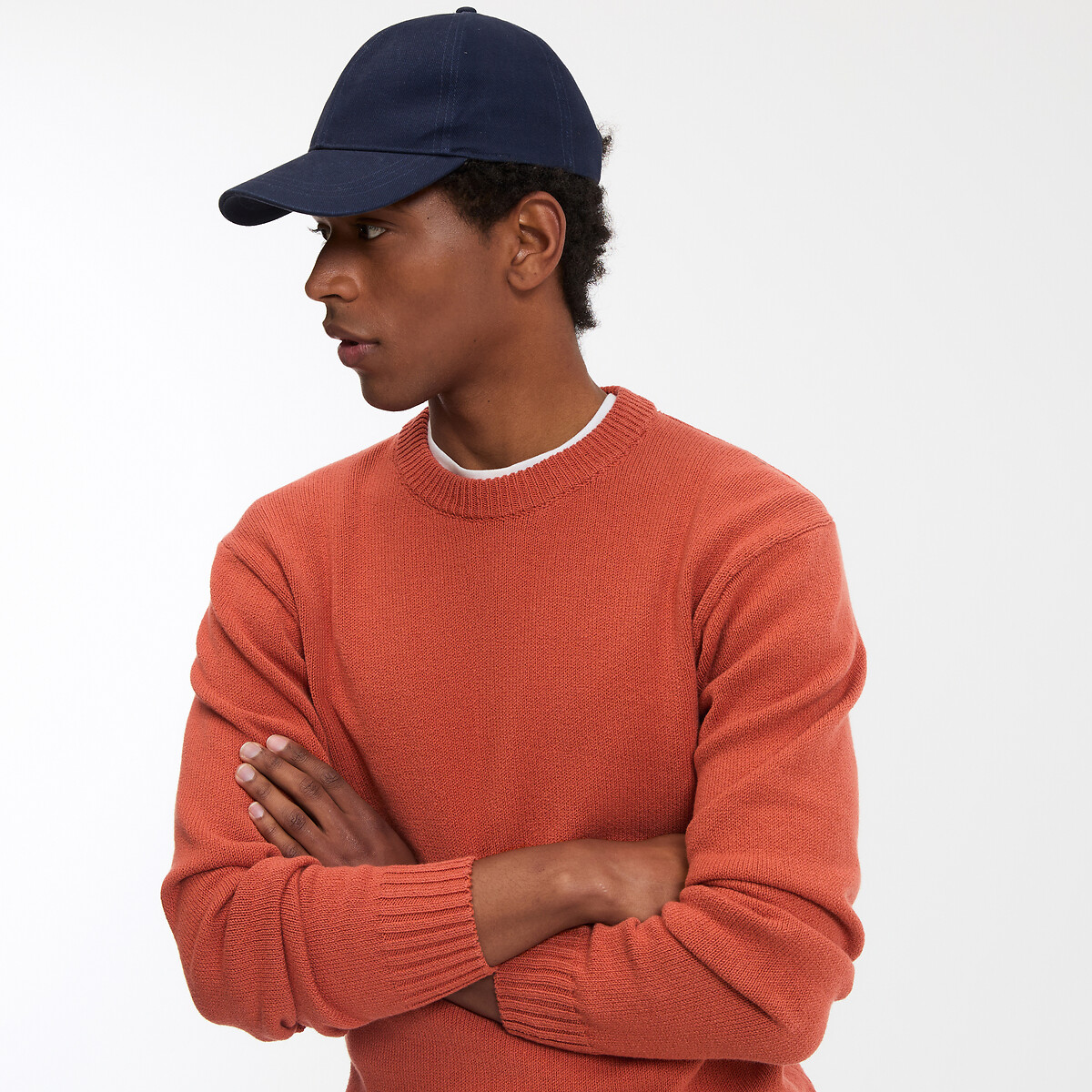 Fine Knit Crew Neck Jumper orange, LA REDOUTE COLLECTIONS