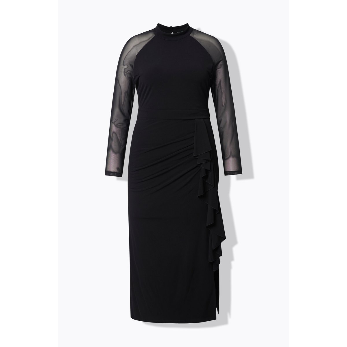 Robe longueur maxi, effet drapé noir, ULLA POPKEN