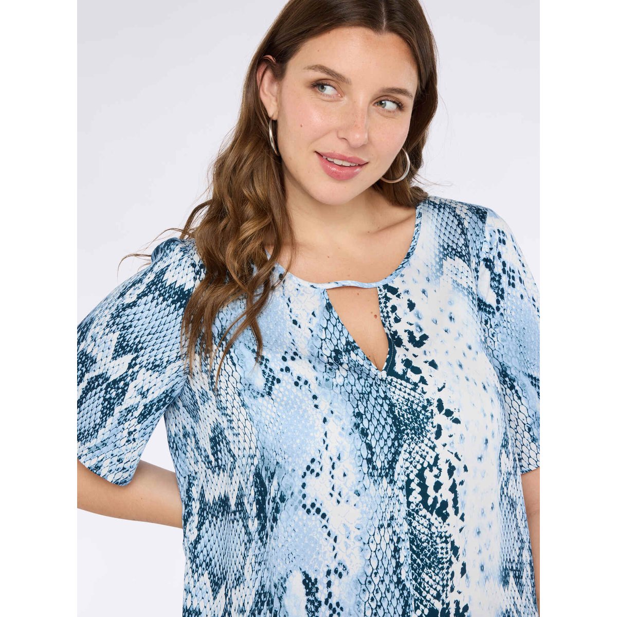 Chemisier à motif reptile light - blue, FIORELLA RUBINO