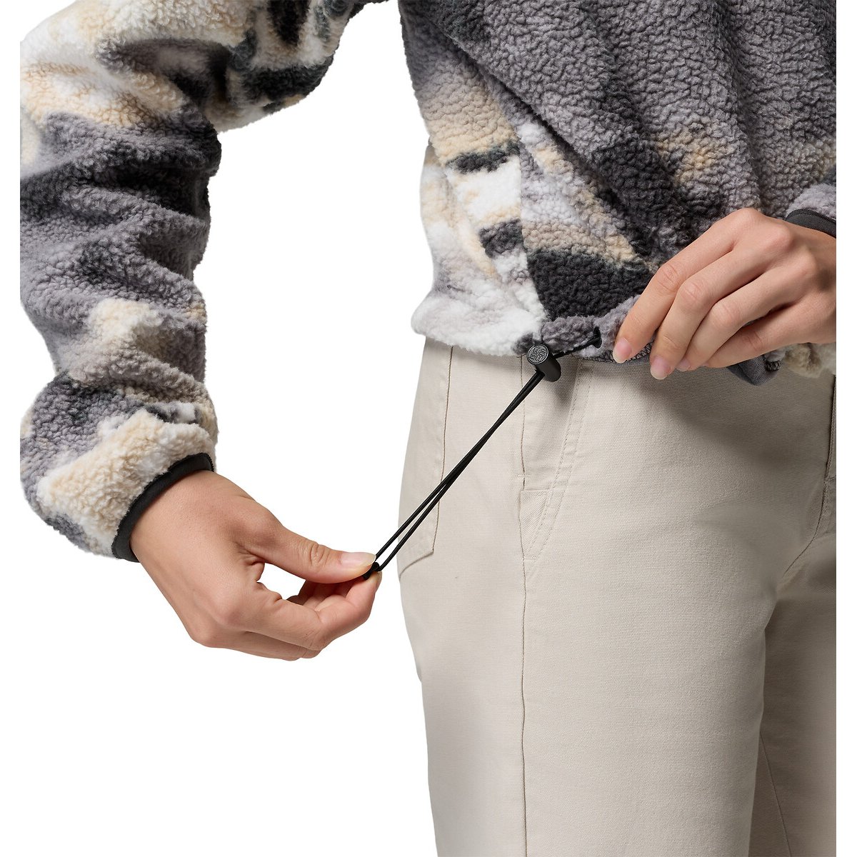 Polaire Sherpa Courte Semi-Boutonnée en Helvetia imprimé noir, COLUMBIA