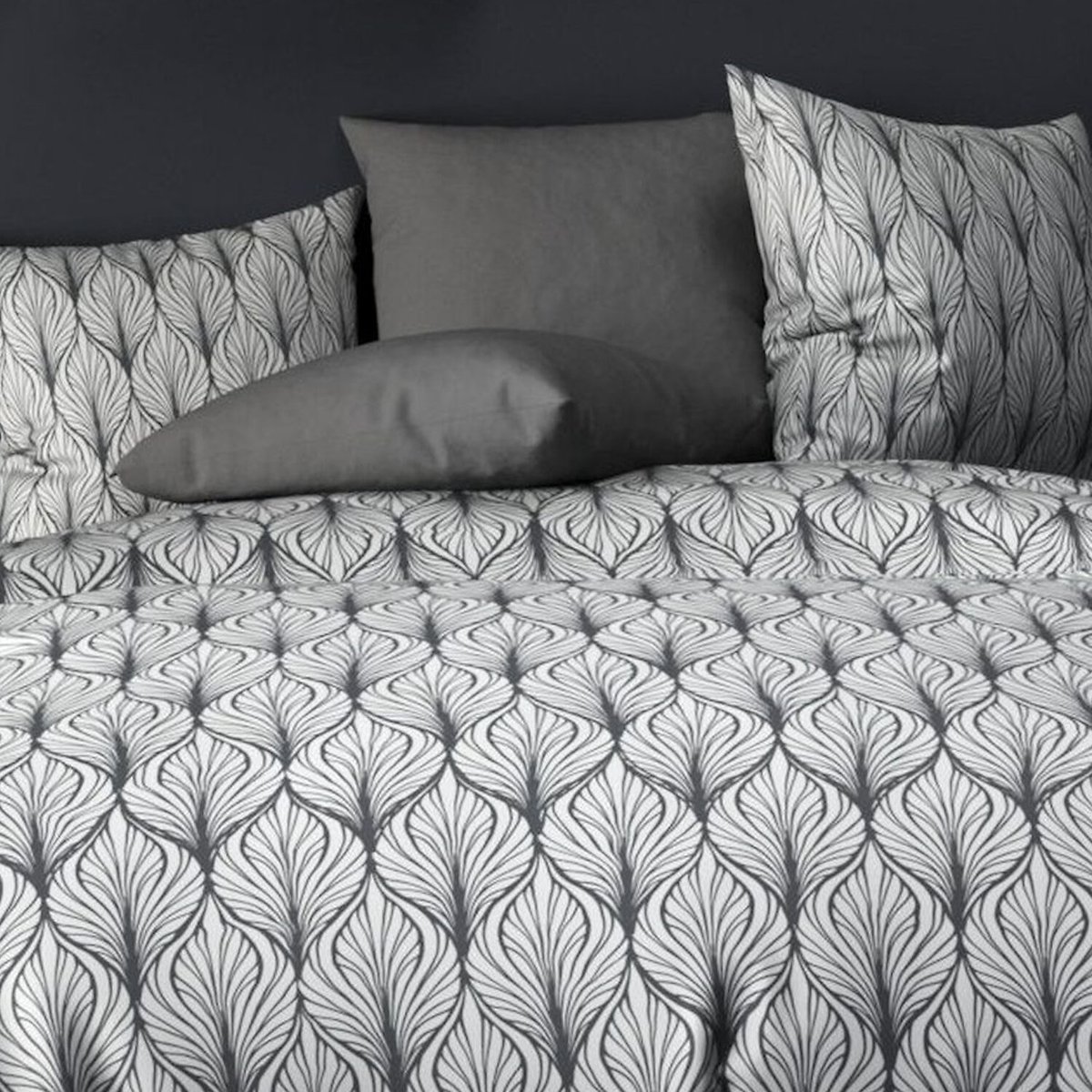 Parure housse de couette en microfibre, MUCHA gris, C DESIGN HOME TEXTILE
