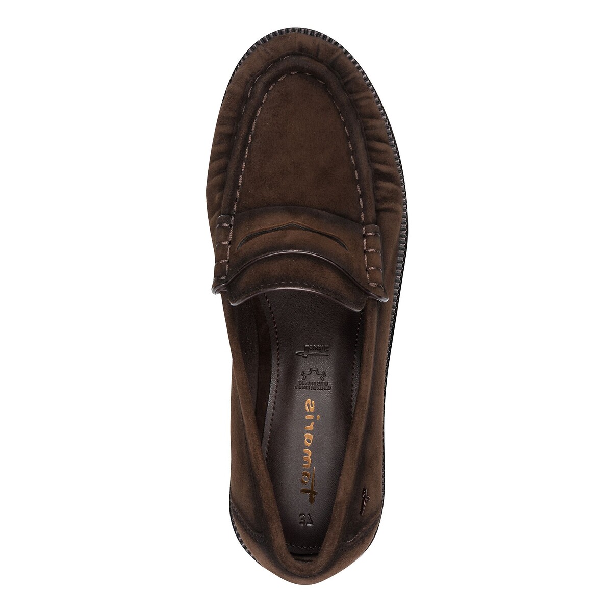 Mocassins em pele aveludada castanho escuro, TAMARIS