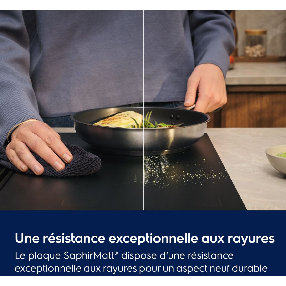 Plaque induction EIS87553IZ SaphirMatt® 80cm résistante aux rayures et Zone Flex couleur unique, ELECTROLUX