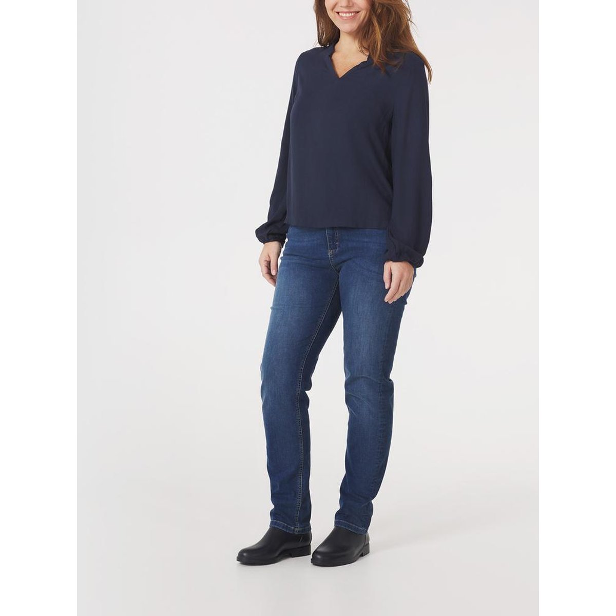 Blouse col v ANAELMIS19032 marine, TBS