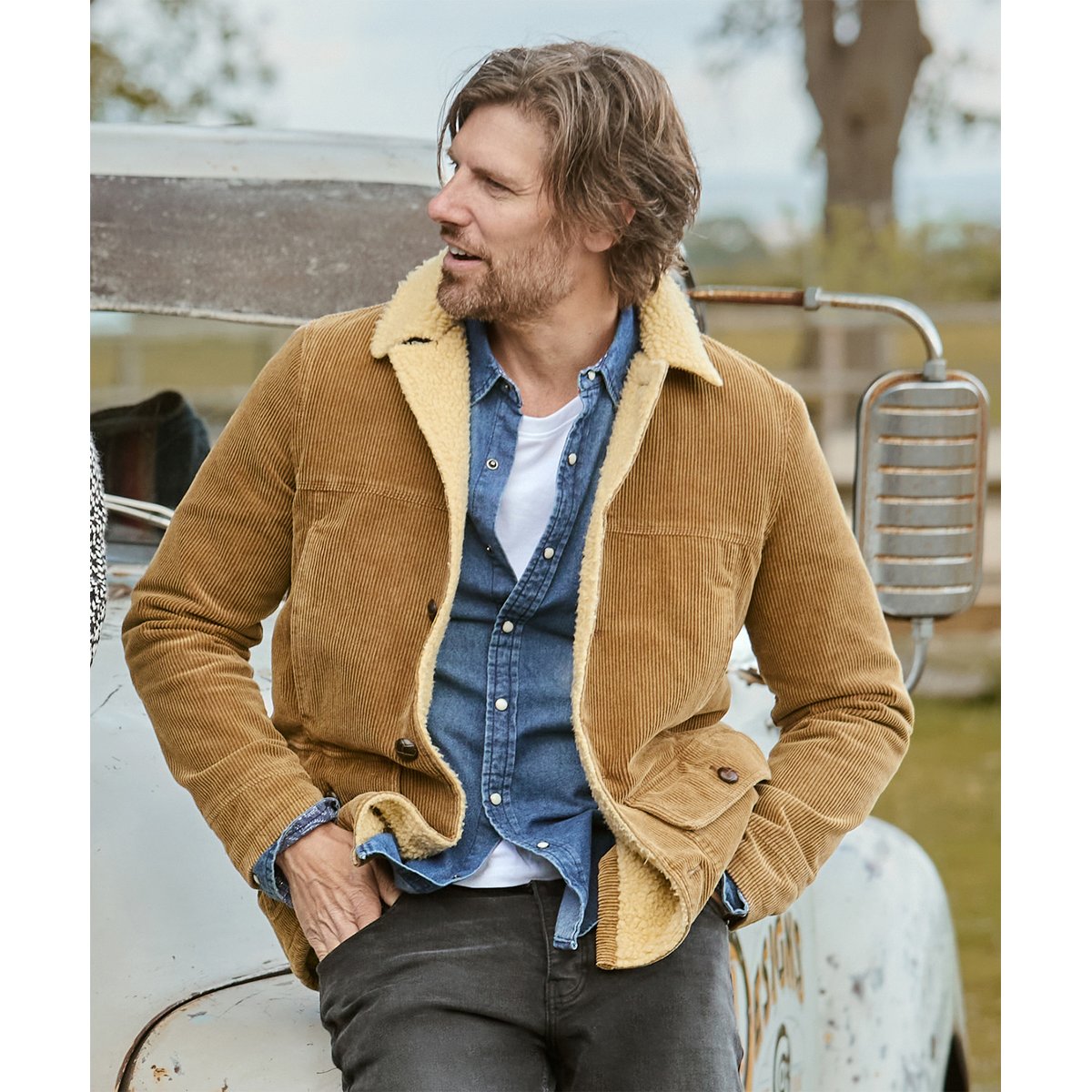 Manteau en Velours Côtelé et Sherpa Kodiak marron, JOE BROWNS