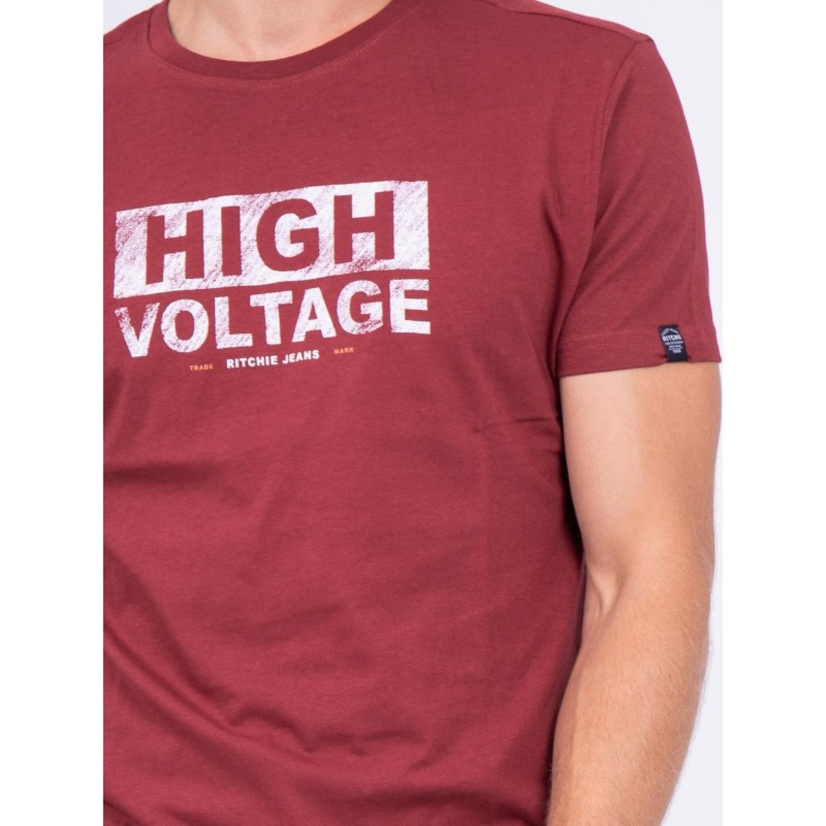 T-shirt Col Rond Pur Coton Jatman bordeaux, RITCHIE