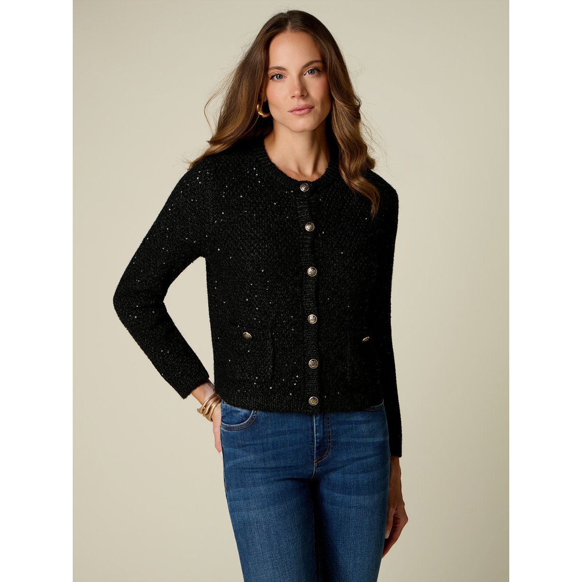 Cardigan à paillettes noir, OLTRE