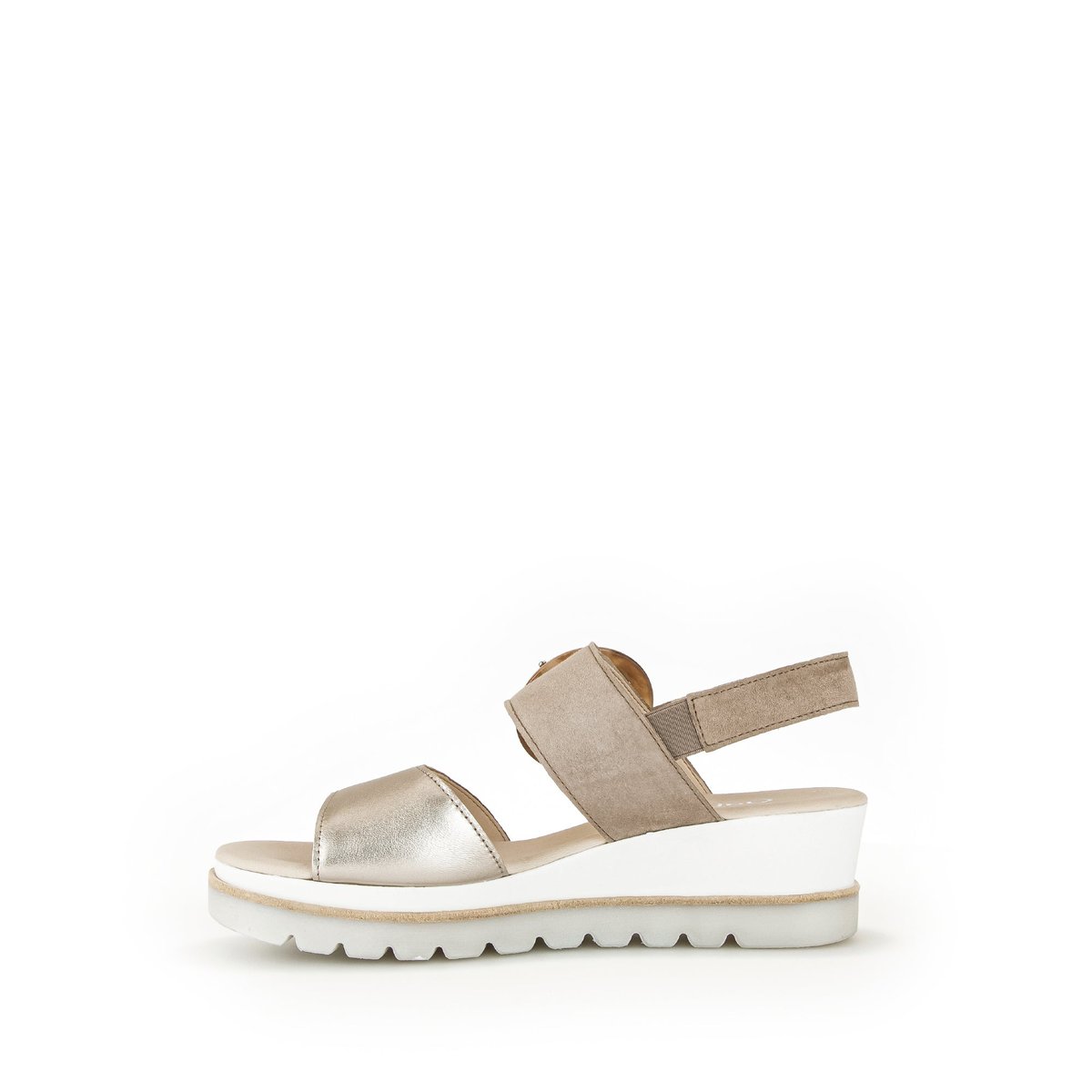 Sandales en cuir velours à talon compensé doré/brun, GABOR