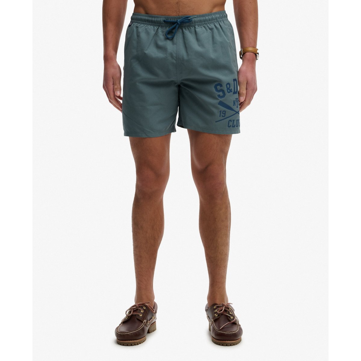 Short de bain 16 pouces Logo Imprimé bleu temps orageux, SUPERDRY