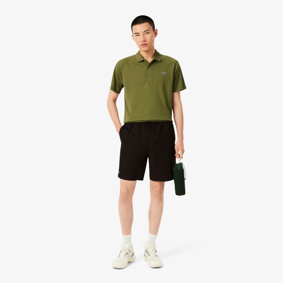 Short Sport léger taffetas diamanté noir-031, LACOSTE