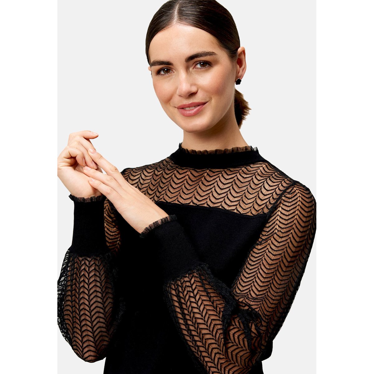 Pullover mit transparenten ärmeln black beauty, ZERO