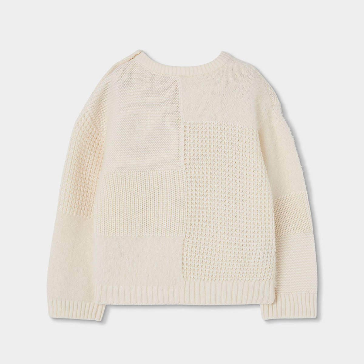 Pull fille combiné patchwork blanc, BOBOLI