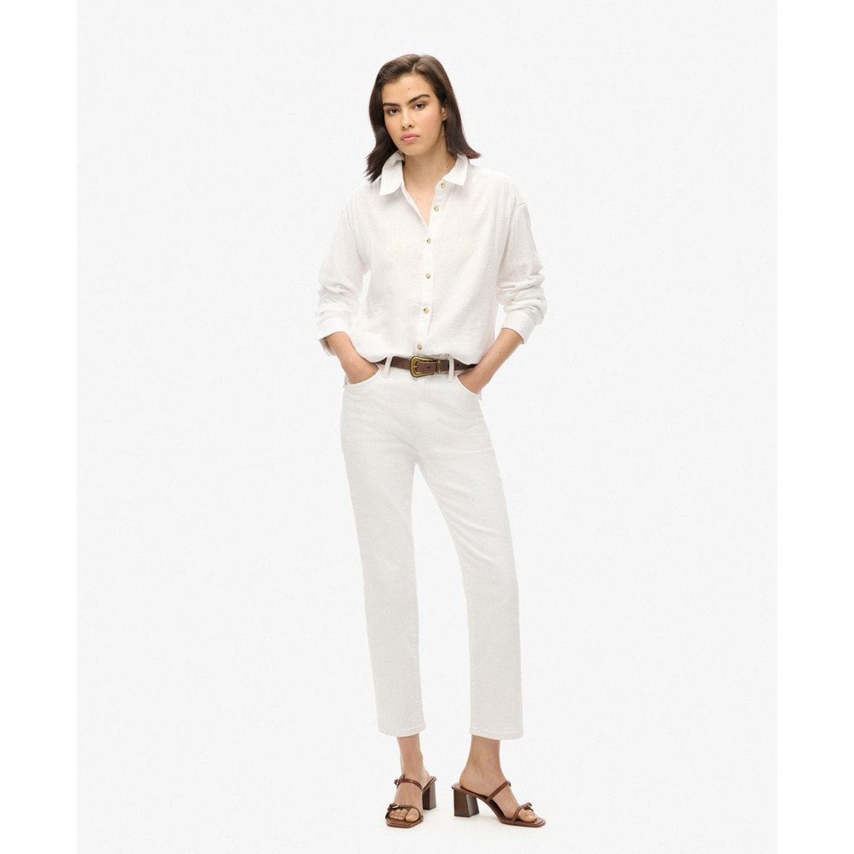 Chemise de plage longue blanc, SUPERDRY
